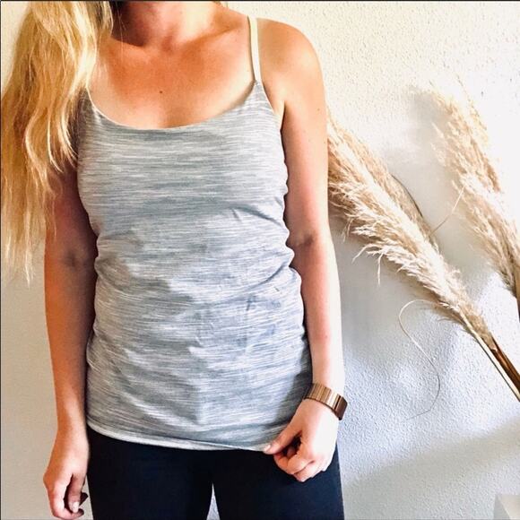 LULULEMON Cross Strappy Open Back Grey Green Neon Sports Bra Tank Top Shirt 10 - Picture 3 of 8